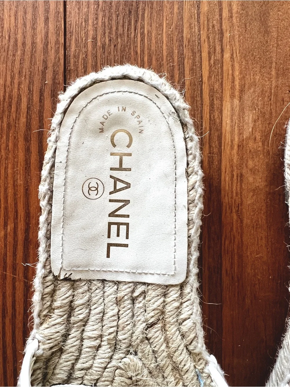 Chanel White Leather Espadrilles